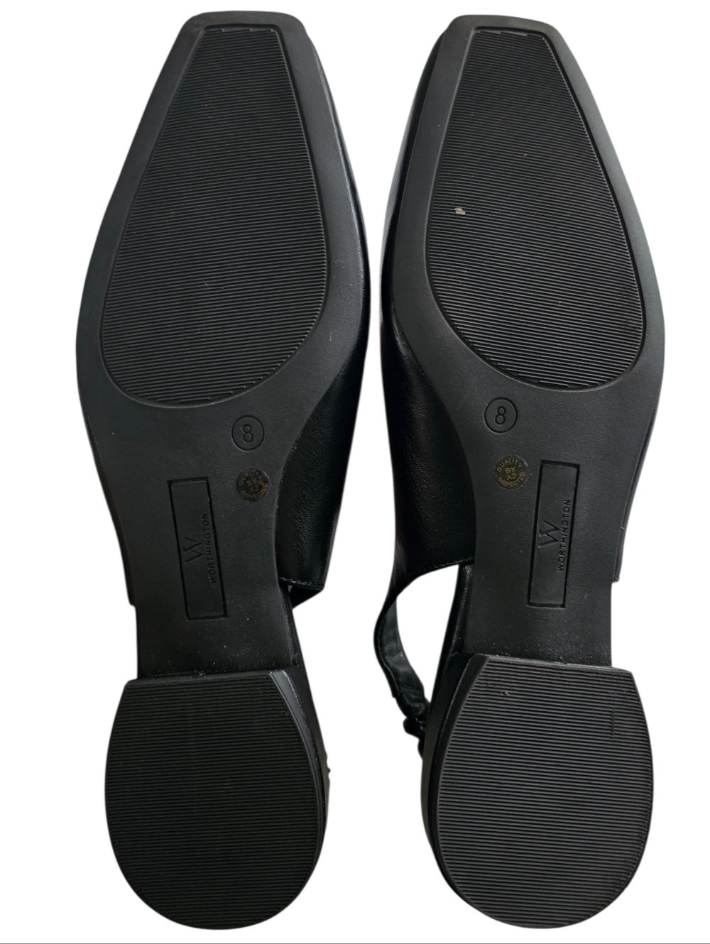 NWOT Worthington Black Ruched Slingback Square-Toe Flats With Memory Foam - Picture 4 of 8